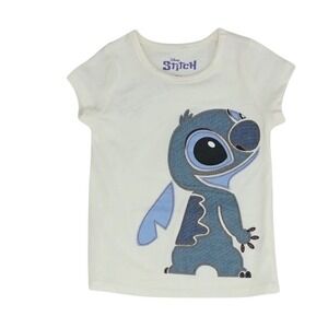 Disney Stitch T Shirt Kids Size 2T Ivory Crewneck Short Sleeve